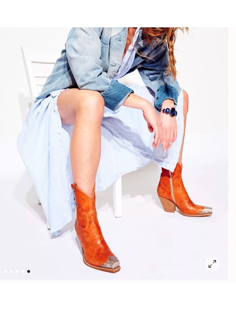 FREE PEOPLE Brayden Western Boot in Tan Made in Italy Size 39